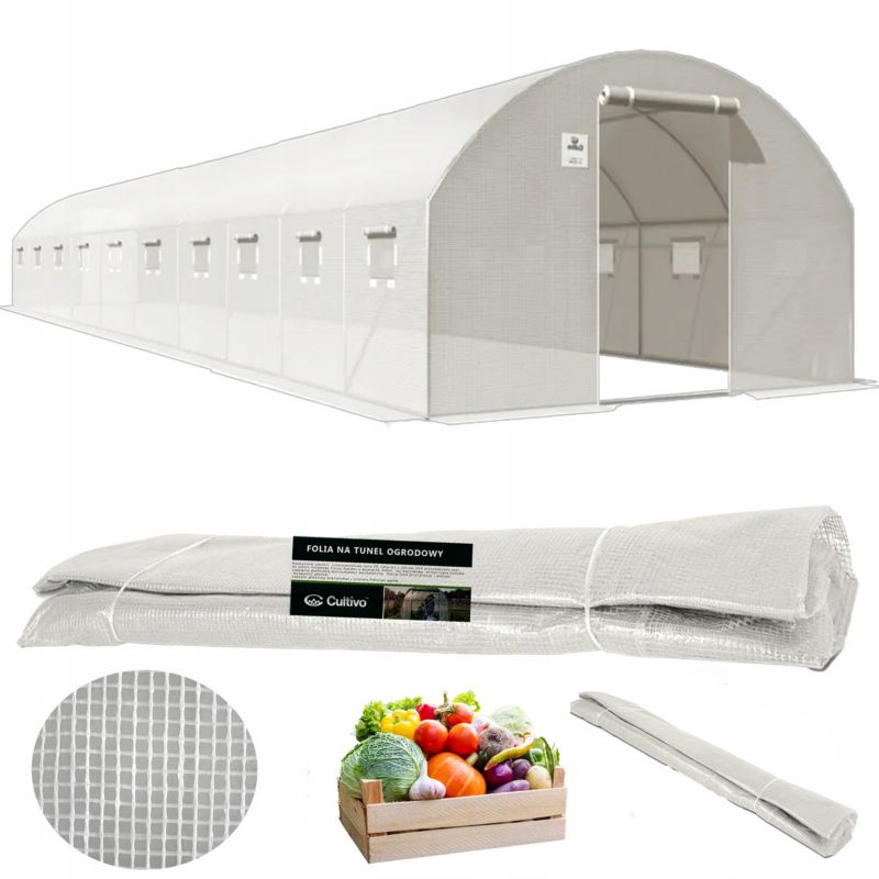 Folia Cultivo Poszycie Na Tunel Ogrodowy Szklarnia 4x10x2 Bialy Podwójne Drzwi Uv 1 szt