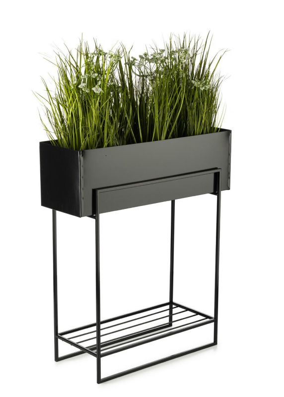 Kwietnik stojący HowHomely Metalowy Czarny 60x23x72 cm 1 szt.