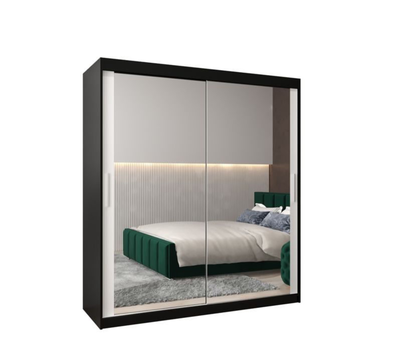 Szafa przesuwna Garderoba Abiks Tokyo 3 180 czarny + biały 1 szt.