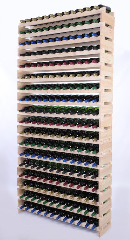 Stojak na wino MODO24 regał modułowy na butelki 18 leżni x 12 butelek montaż bez narzędzi naturalne drewno 1 szt.