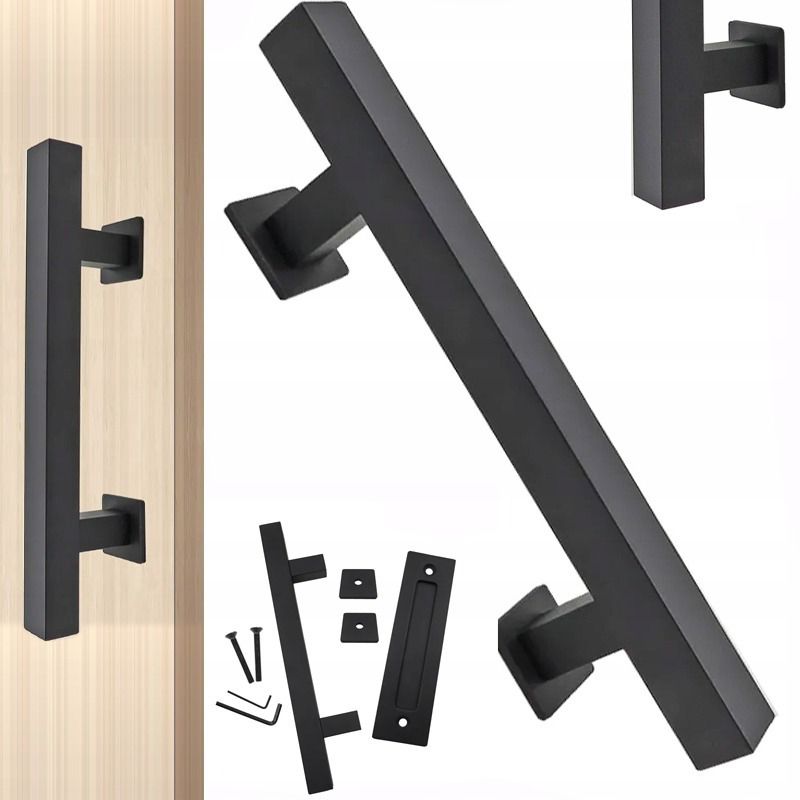 Klamka uchwyt do drzwi przesuwnych czarny matowy pochwyt loft retro premium