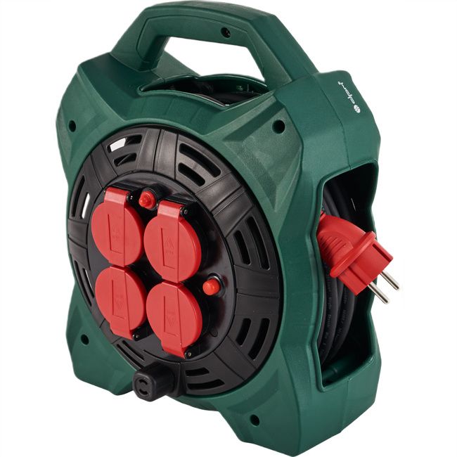 Przedłużacz bębnowy z uziemieniem 4 gniazda 15 m IP44 lampa LED