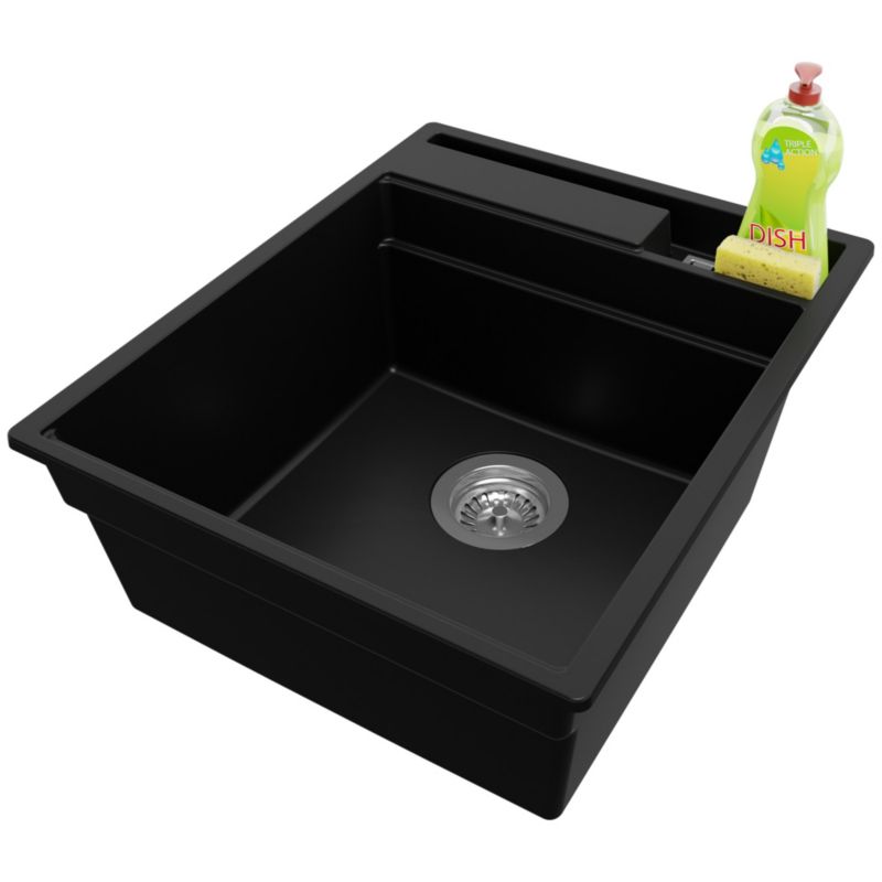 Zlewozmywak Oslo Pocket PRIMAGRAN Nablatowy 43x53cm do szafki od 45cm z Syfonem Czarny 1 szt.