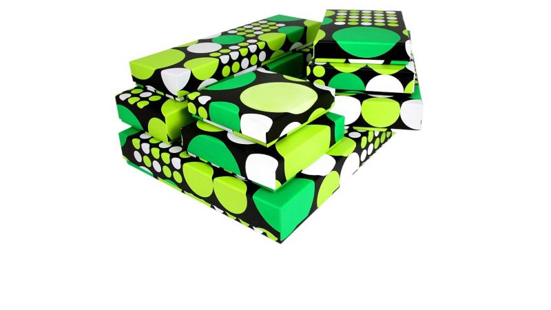 Zestaw pudełek Neopak płaskie - ZIELONE GROCHY 8 szt.