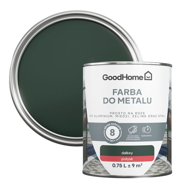 Farba antykorozyjna GoodHome połysk ciemny zielony 0,75 l