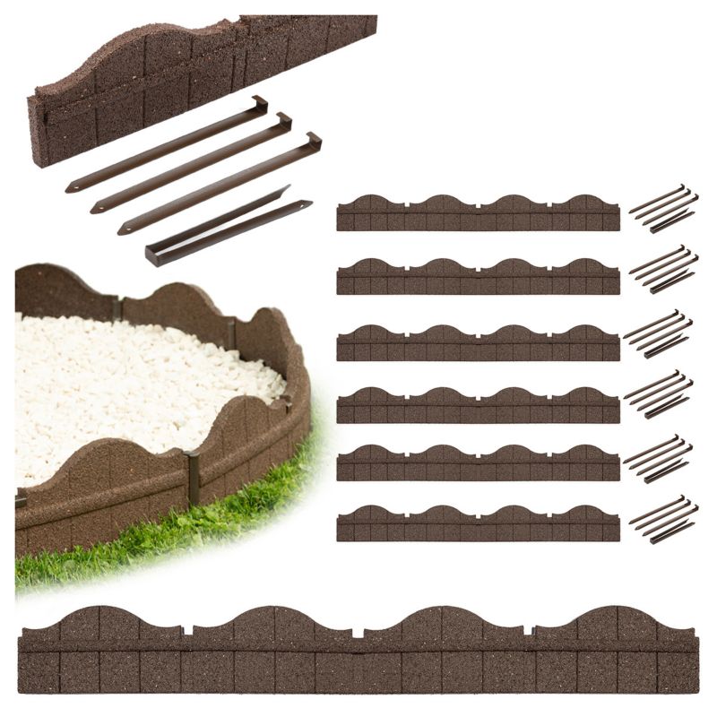 Obrzeże trawnikowe ogrodowe 118x2,5x15,25 cm Carolina e-floor z zestawem montażowym brązowe 6 szt