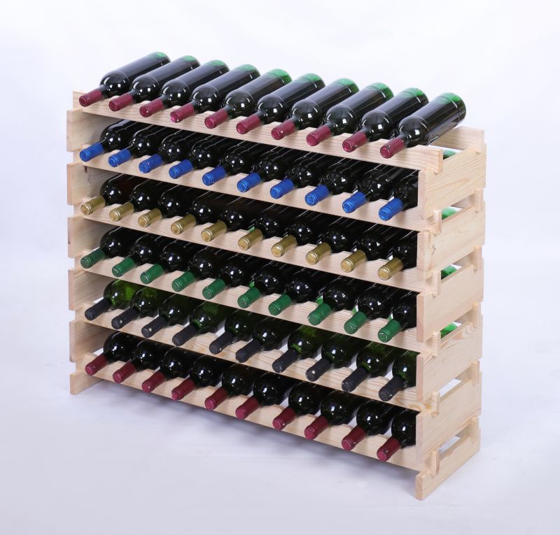 Stojak na wino MODO24 regał modułowy na butelki 6 leżni x 10 butelek montaż bez narzędzi naturalne drewno 1 szt.