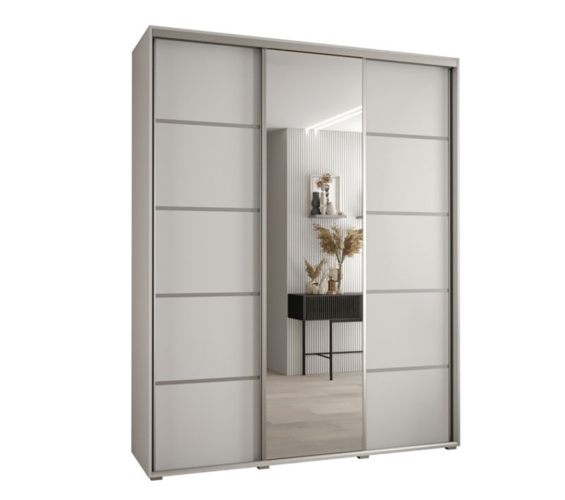 Szafa przesuwna Abiks DAVOS 5 wysoka szer.200cm gł.60cm biały/biały/srebrny 1szt.