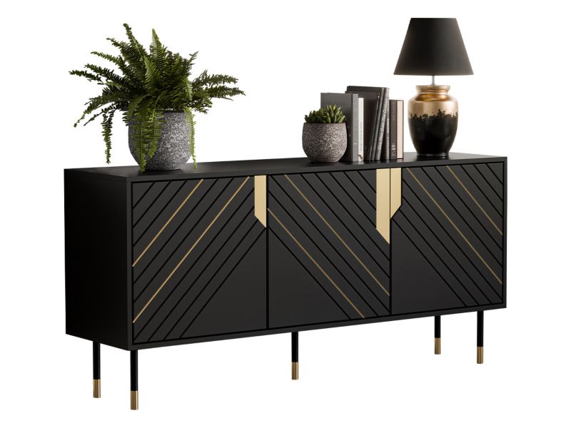 Komoda MIRJAN 24 Mountain 150 3D czarny/złoty 1 szt.