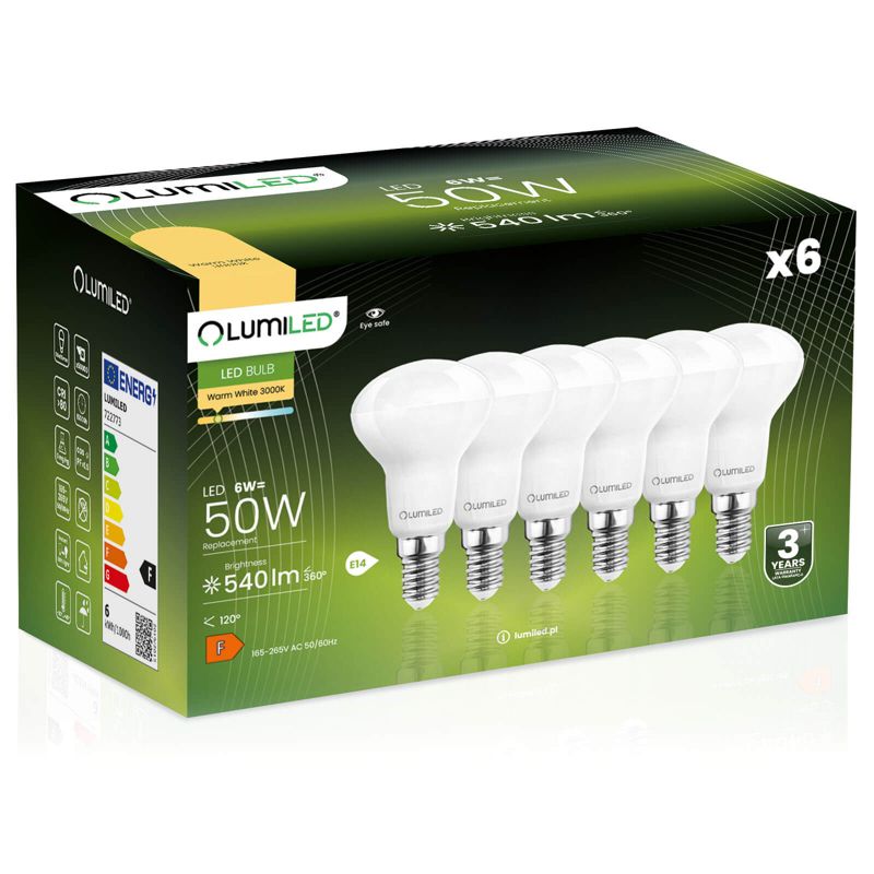 Żarówka LED LUMILED E14 R50 6W 540lm 3000K 120st 6 szt.