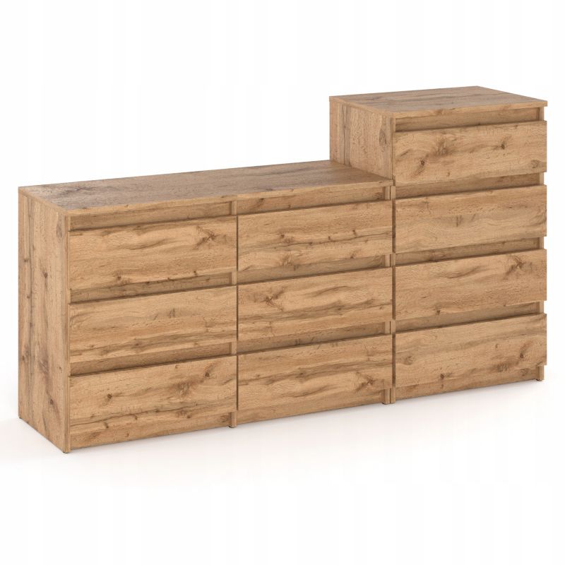 Komoda Z 10 Szufladami Stiv-Meble Dąb Wotan Zestaw Komód 160X33,5X92,5 cm 1szt.