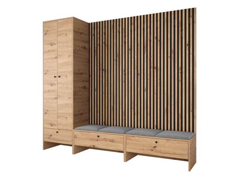 Garderoba MIRJAN 24 Balma VI dąb artisan/czarny/plusz stalowy szary 1 kpl.