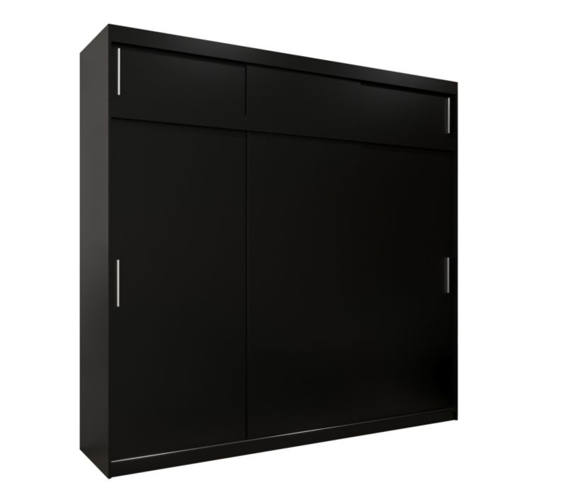 Szafa przesuwna Garderoba Abiks Tokyo 250 czarny + czarny z nadstawką 1 szt.