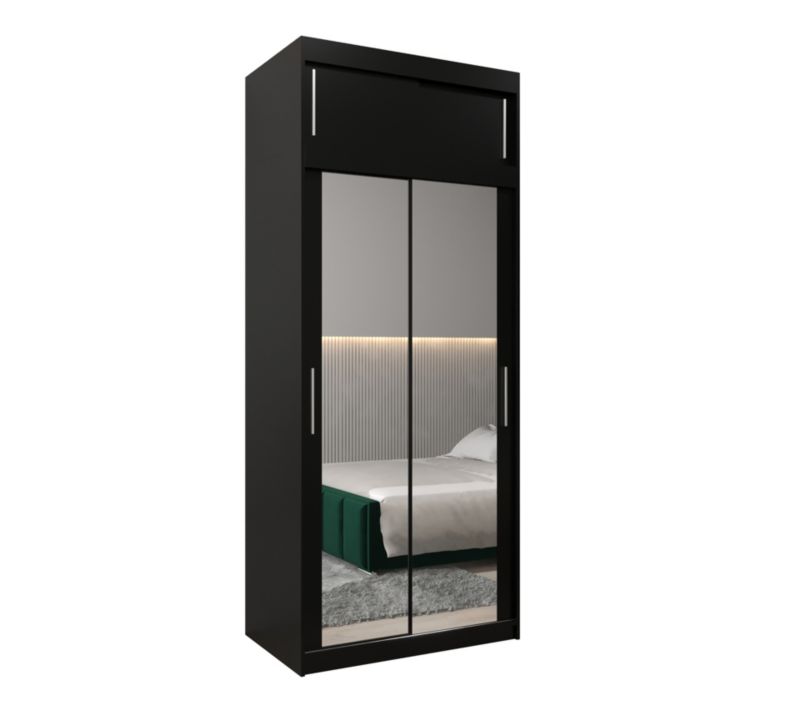 Szafa przesuwna Garderoba Abiks Tokyo 3 100 czarny + czarny z nadstawką 1 szt.