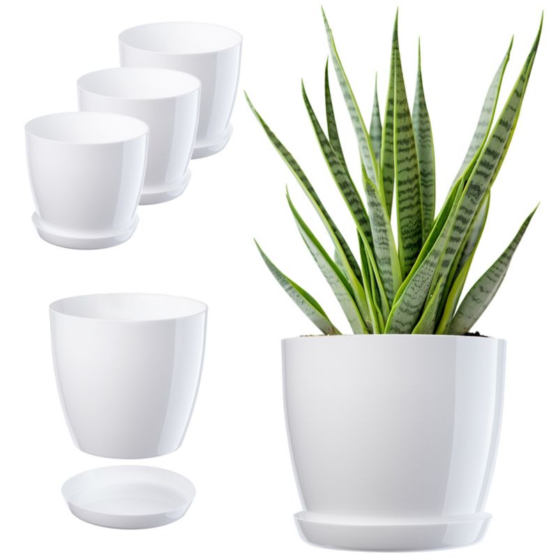 Doniczka KADAX 3x 20cm Osłonka Z Podstawką Biała 3 szt.