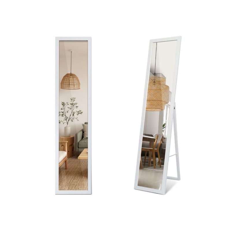 Lustro Stojące Tulup 156x36 cm w Białej Ramie Dekoracyjne do Salonu Łazienki Sypialni 1 szt.