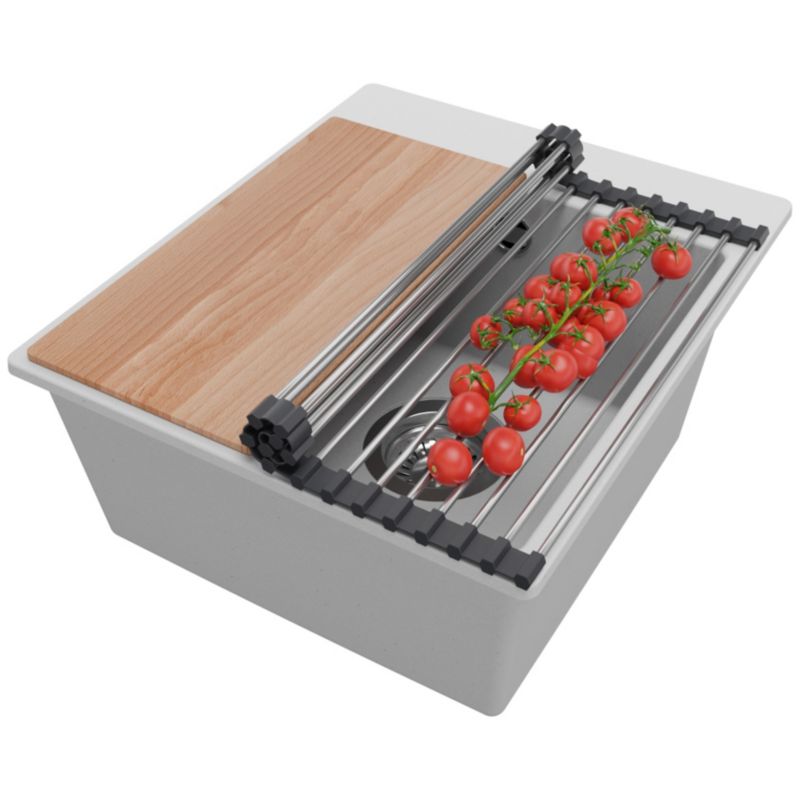 Zlewozmywak Ryga Easy PRIMAGRAN Nablatowy 38x44cm do szafki od 40cm z Syfonem i Dodatkiem Szary 1 szt.