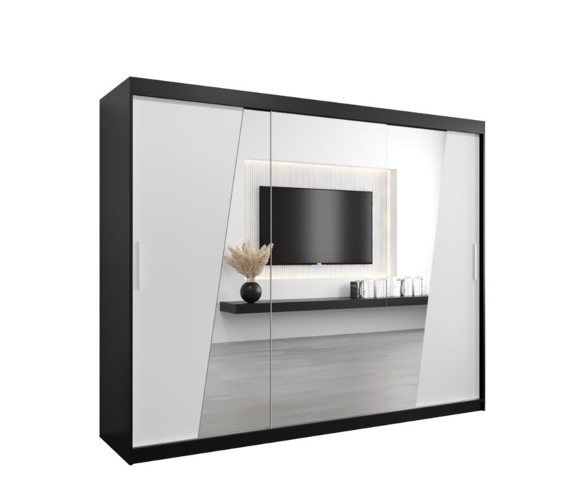 Szafa przesuwna Garderoba Abiks RHOMB 250 czarny mat + biały mat 1 szt.