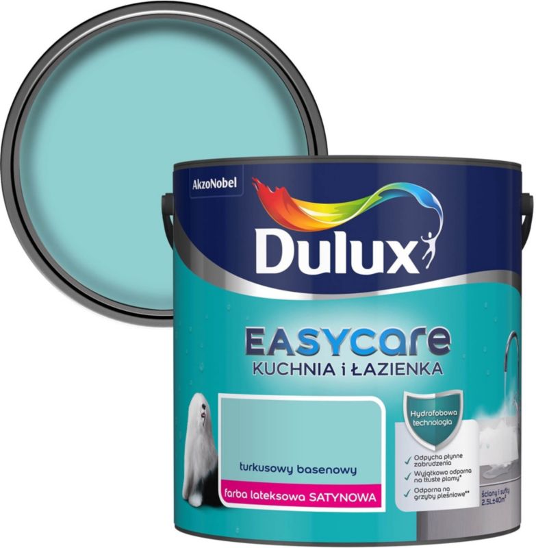 Farba plamoodporna Dulux EasyCare Kuchnia i Łazienka turkusowy basenowy 2,5 l