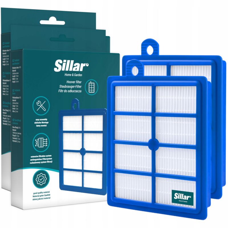 Filtr do odkurzacza, Sillar, ochronne, zamienniki do AEG Electrolux Classic Silence Ultra Silencer Pure D8 D9, zestaw, 2szt