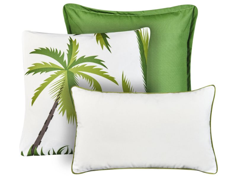Zestaw 3 poduszek ogrodowych Seaside Wzór roślinny Zielony 1 kpl