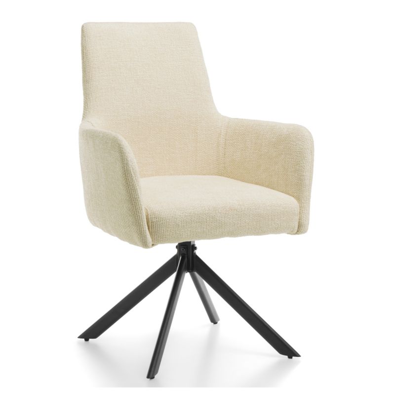 Krzesło tapicerowane New Home TITO jasnobeżowe szenilowe bonell sprężynowy z podłokietnikami 1 szt.