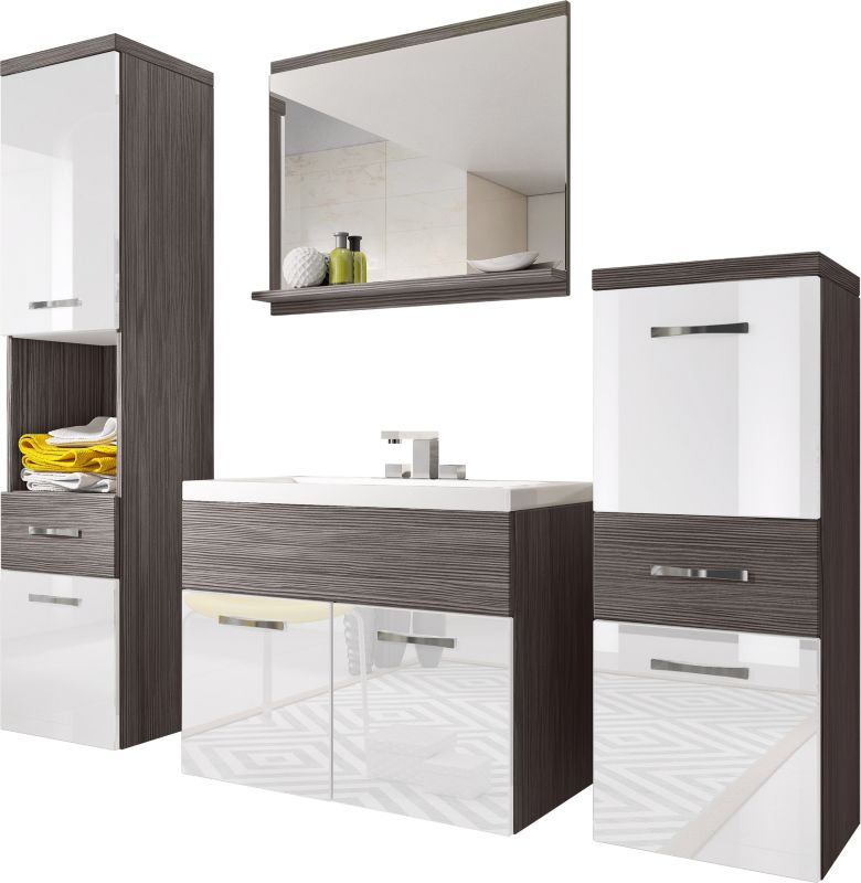 Zestaw mebli łazienkowych MINIO go for it ALBECK sosna bodega /biały połysk 1 kpl.