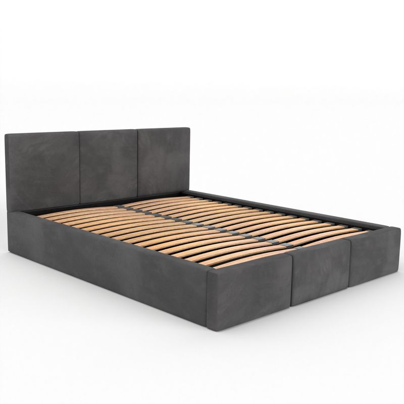 Łóżko podwójne tapicerowane Kobi VALENTINO160x200 pojemnik na pościel - Grafitowy 1 szt.