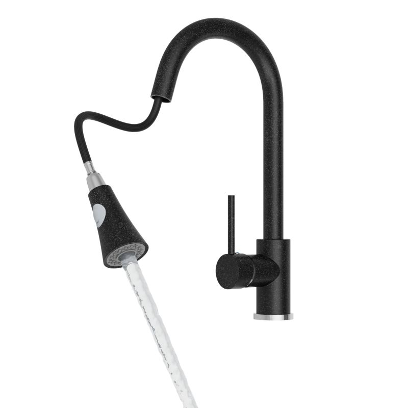 Bateria kuchenna Granitan snake czarna nakrapiana z wyciąganą wylewką 1 szt.