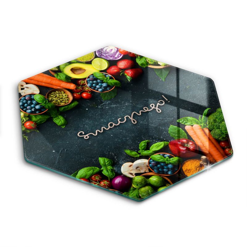 Szklana deska do krojenia Wallfluent h40 cm Owoce i Warzywa, Smacznego 1 szt.