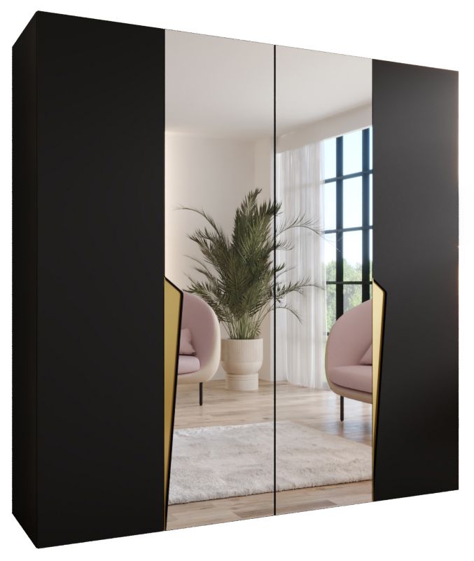 Szafa uchylna z lustrem otwierana Abiks PIANO 2 200 wys 202 cm Czarny + Złoty 1 szt