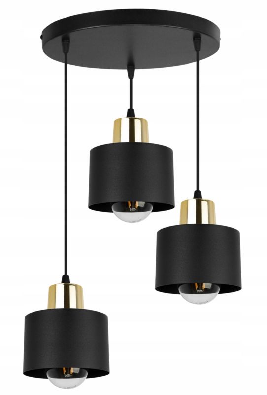 Lampa sufitowa wisząca Light Home LH Panta 3x E27 60W okrągła czarny/złoty 1szt.