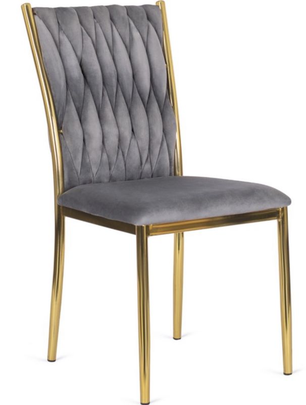 Krzesło Tapicerowane Dan Mebel Elite Plecione Welurowe Szare 1 szt