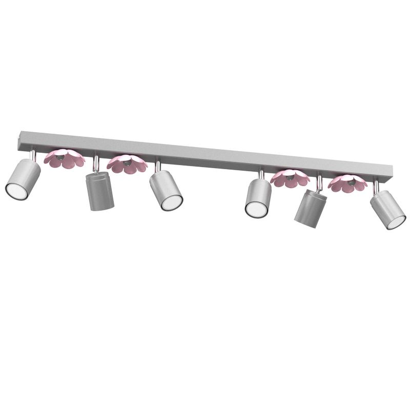 Lampa sufitowa Luminex Flower srebrno-różowa Listwa z lampami 6 x GU10 x 8W wym: 17 x 90 x 6 cm - 1 szt.
