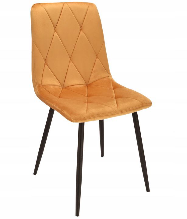 Krzesło welurowe JUMI tapicerowane żółte do salonu jadalni wygodne eleganckie 1 szt.