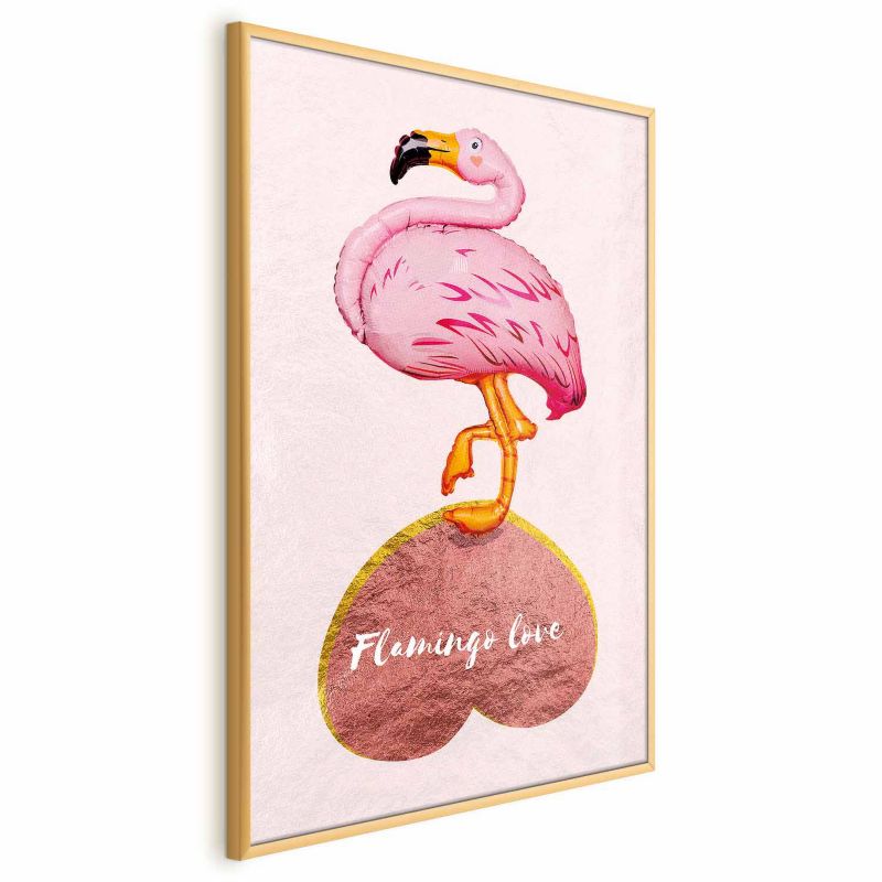 Plakat Artgeist Zakochany flaming 40x60 cm z ramą złotą bez marginesu 1 szt