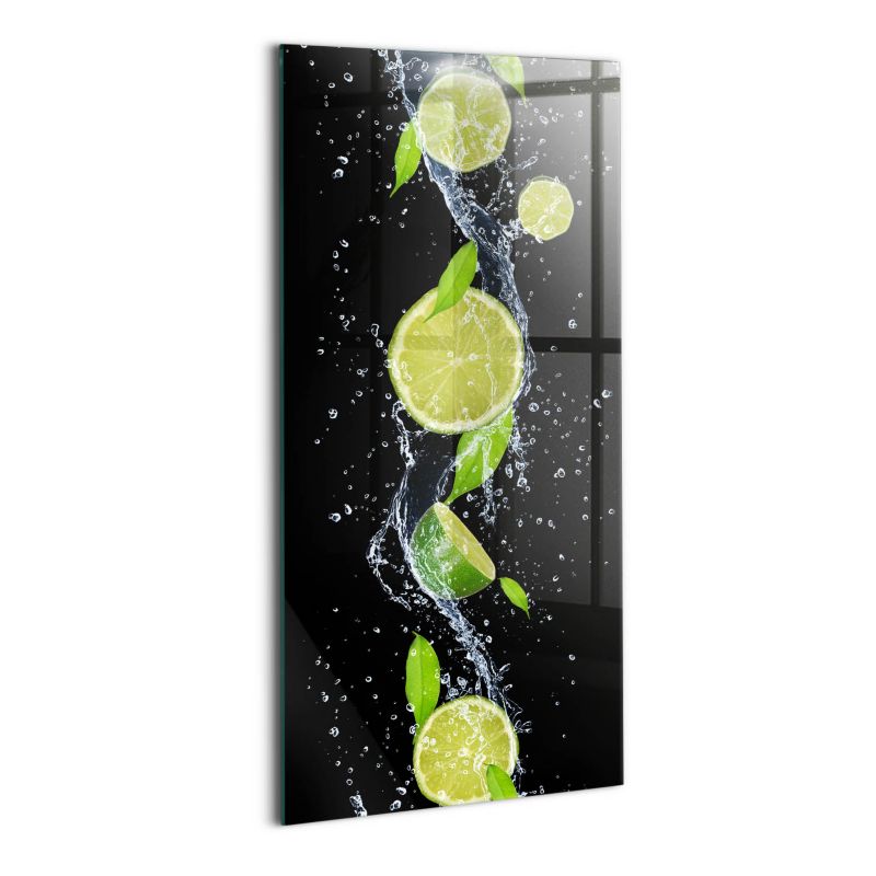 Szklany Obraz Ścienny Wallfluent 70x140 cm Limonki mięta woda 1 szt.