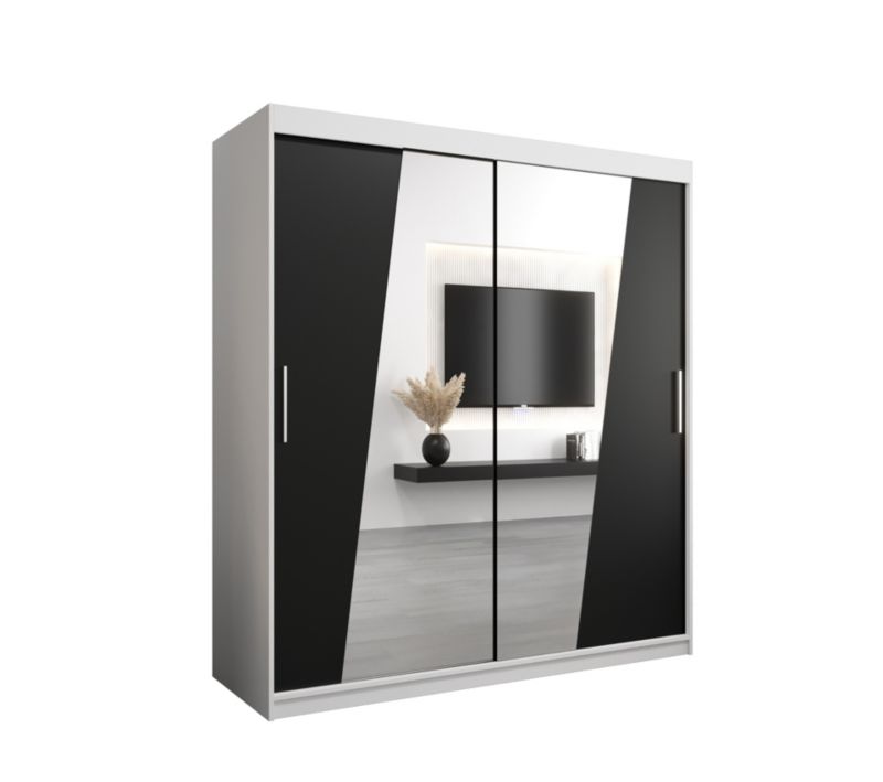 Szafa przesuwna Garderoba Abiks RHOMB 180 biały mat + czarny mat 1 szt.