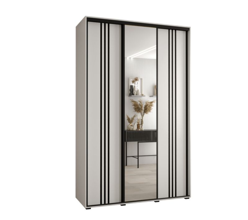 Szafa przesuwna Abiks DAVOS 7 wysoka szer.160cm gł.45cm biały/biały/czarny 1szt.