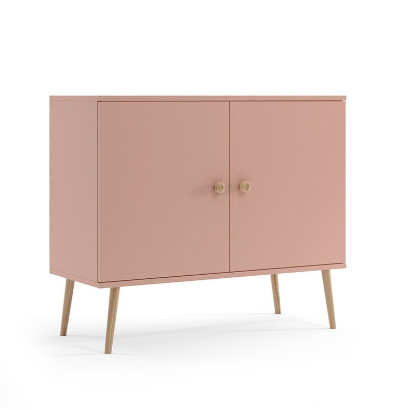 Komoda dwudrzwiowa Bettso Ikon 100 cm ze sznurkowymi uchwytami na wysokich nogach różowy 1szt.