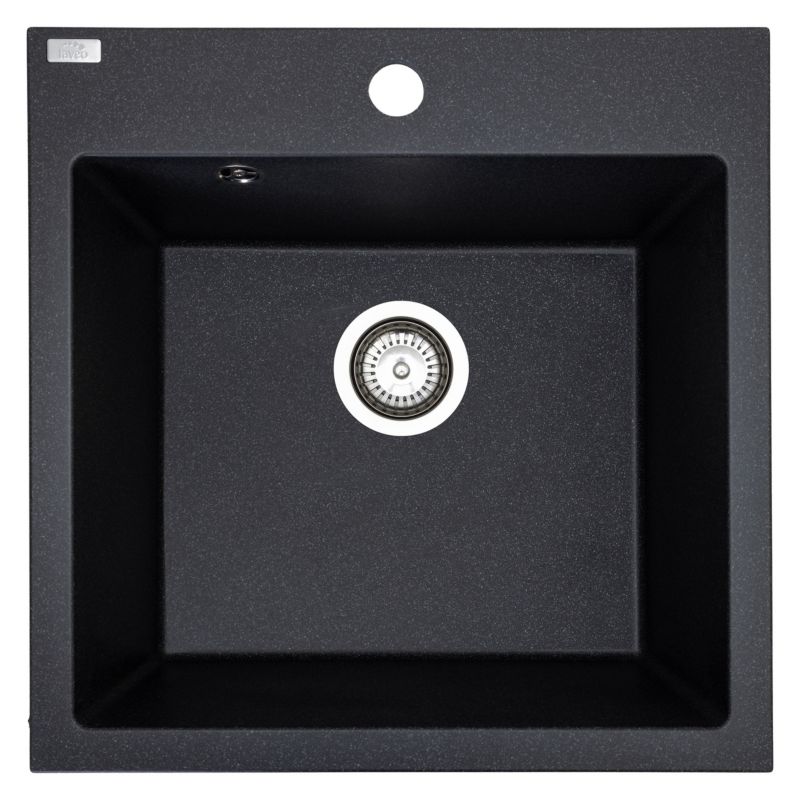Zlewozmywak granitowy, Laveo, Czarny, Alena, Jednokomorowy, 49x49cm, z syfonem, 1szt.