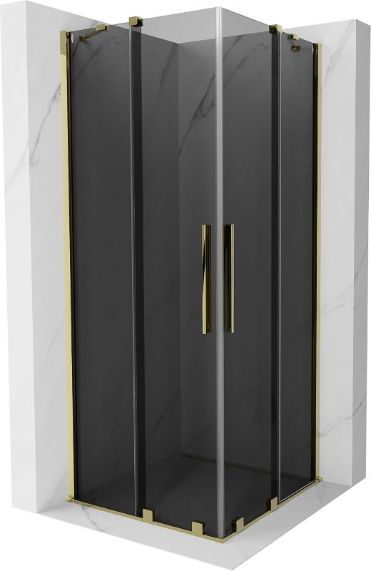 Kabina prysznicowa kwadratowa Mexen Velar grafitowa i złota 1 szt.