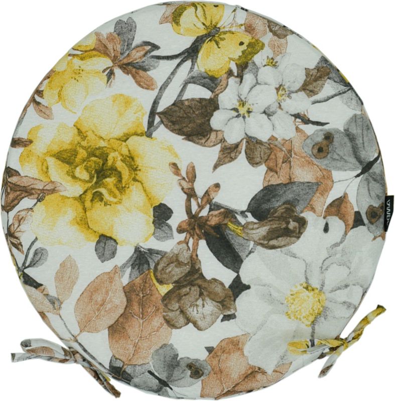 Poduszka na krzesło okrągłe poduszka okrągła AMPO brązowy biały żółty 1 szt.