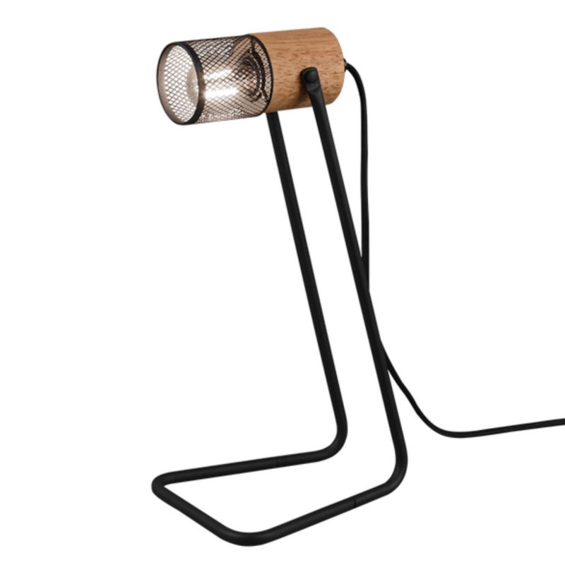 Lampka stołowa Trio Tosh czarna-jasne drewno 1 x E14 x 15W IP20 wym: 40 x 15 x 18 cm metal - 1 szt.