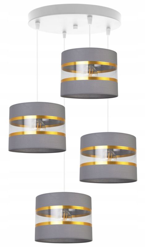 Lampa sufitowa wisząca Light Home LH Elegance Gold 4x E27 60W okrągły szary/biały 1szt.