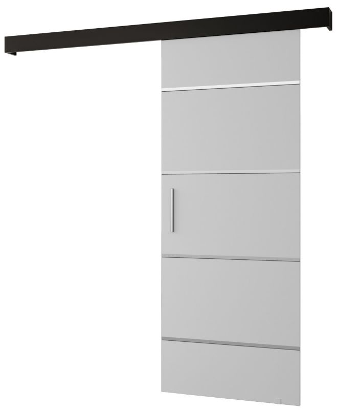 Drzwi przesuwne naścienne Abiks SALWADOR IV 90 biały mat + czarny mat + srebrny 1 szt.