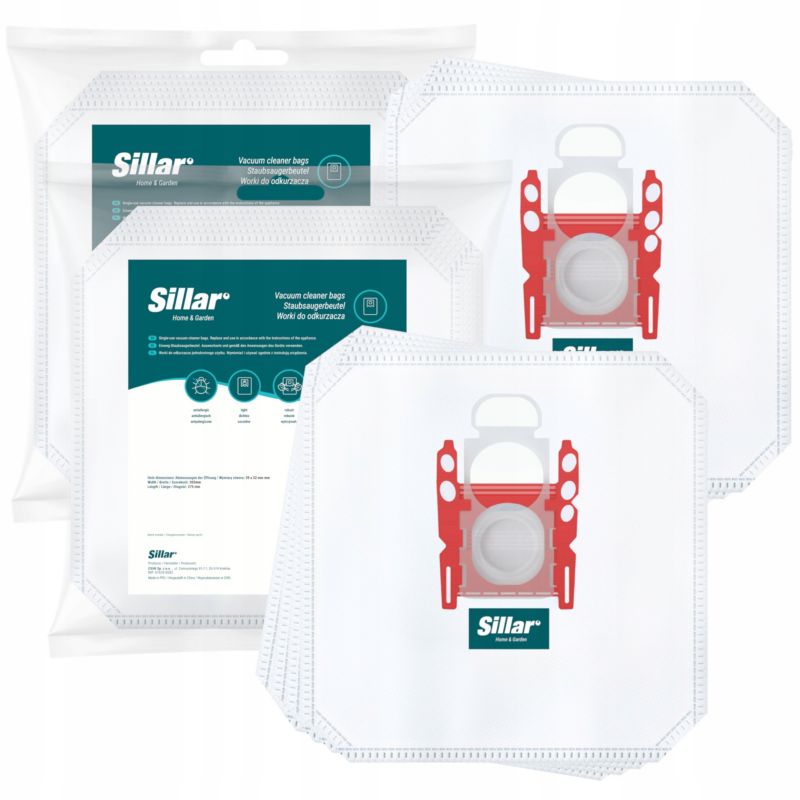 Worki do odkurzacza, Sillar, syntetyczne, antyalergiczne, zamiennik do Bosch GL30, GL45, Serie 2 4 6 8, Siemens, 30.5x27.5cm, 8szt