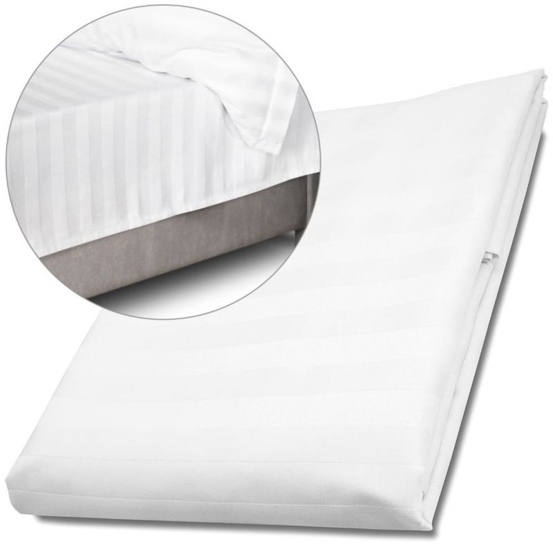 Prześcieradło bambusowe Darymex satyna bawełniana 220x260 Bamboo paski, białe 1 szt.