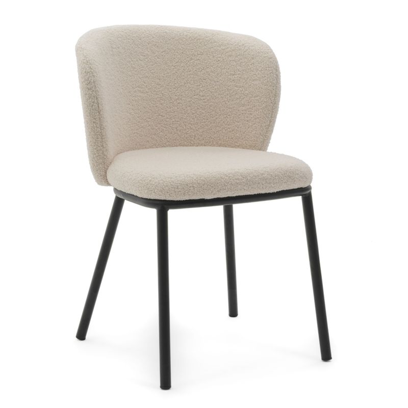 Krzesło tapicerowane New Home BARI jasnobeżowe ecru boucle teddy 1 szt.