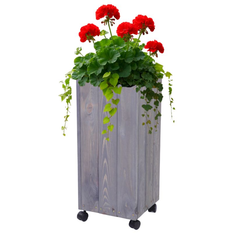 Donica drewniana MODO24 66x28x28 cm impregnowana szara na kółkach 1 szt.